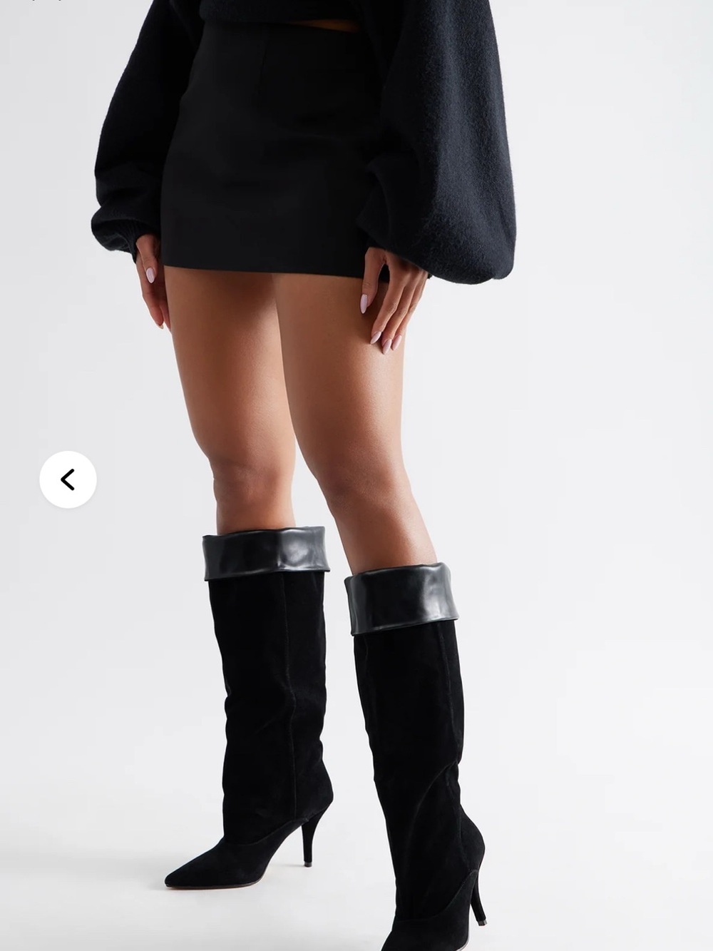 Fashion Nova Seattle Ruched Knee High Boots-Black - Picture 2 of 5